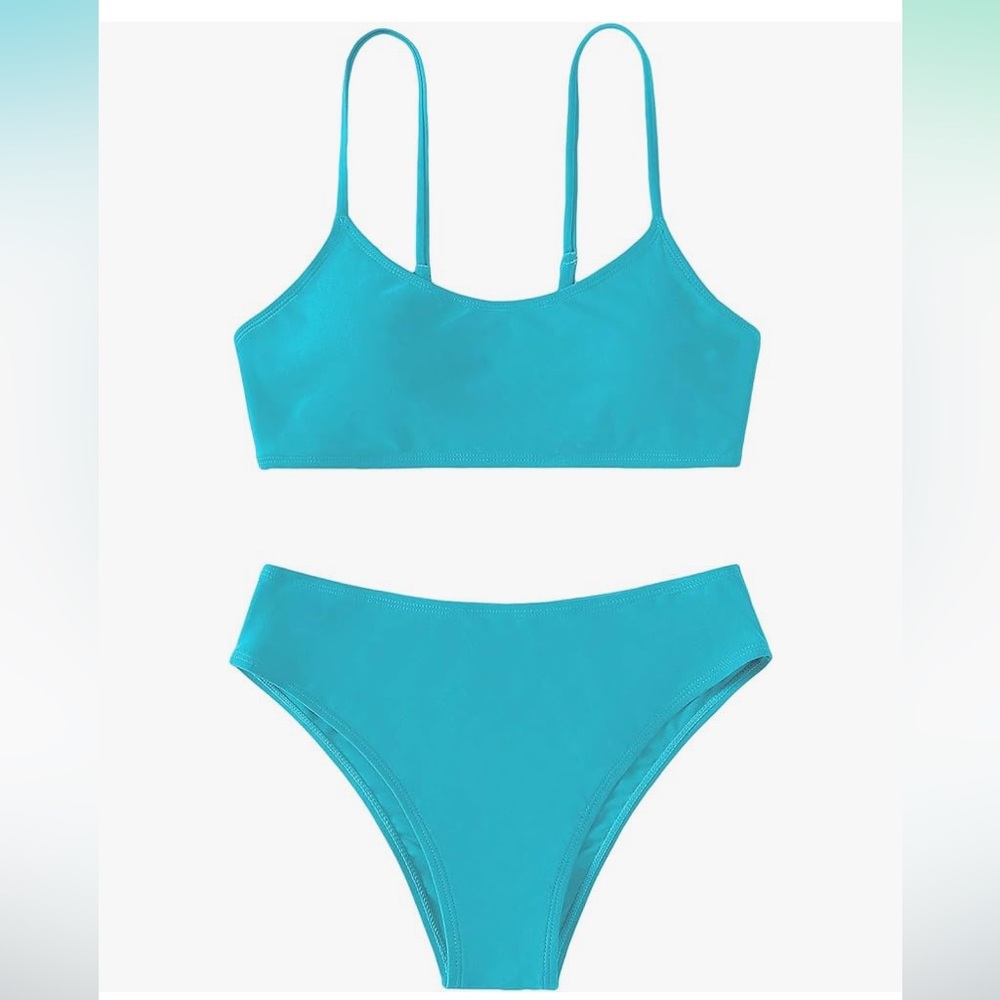NWT Shenhe turquoise blue two piece bikini - girls size 14
